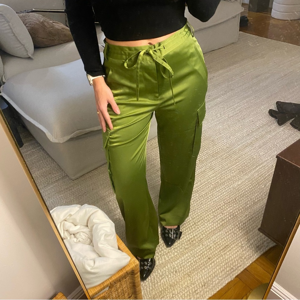 Proenza Schouler Olive Satin Joggers